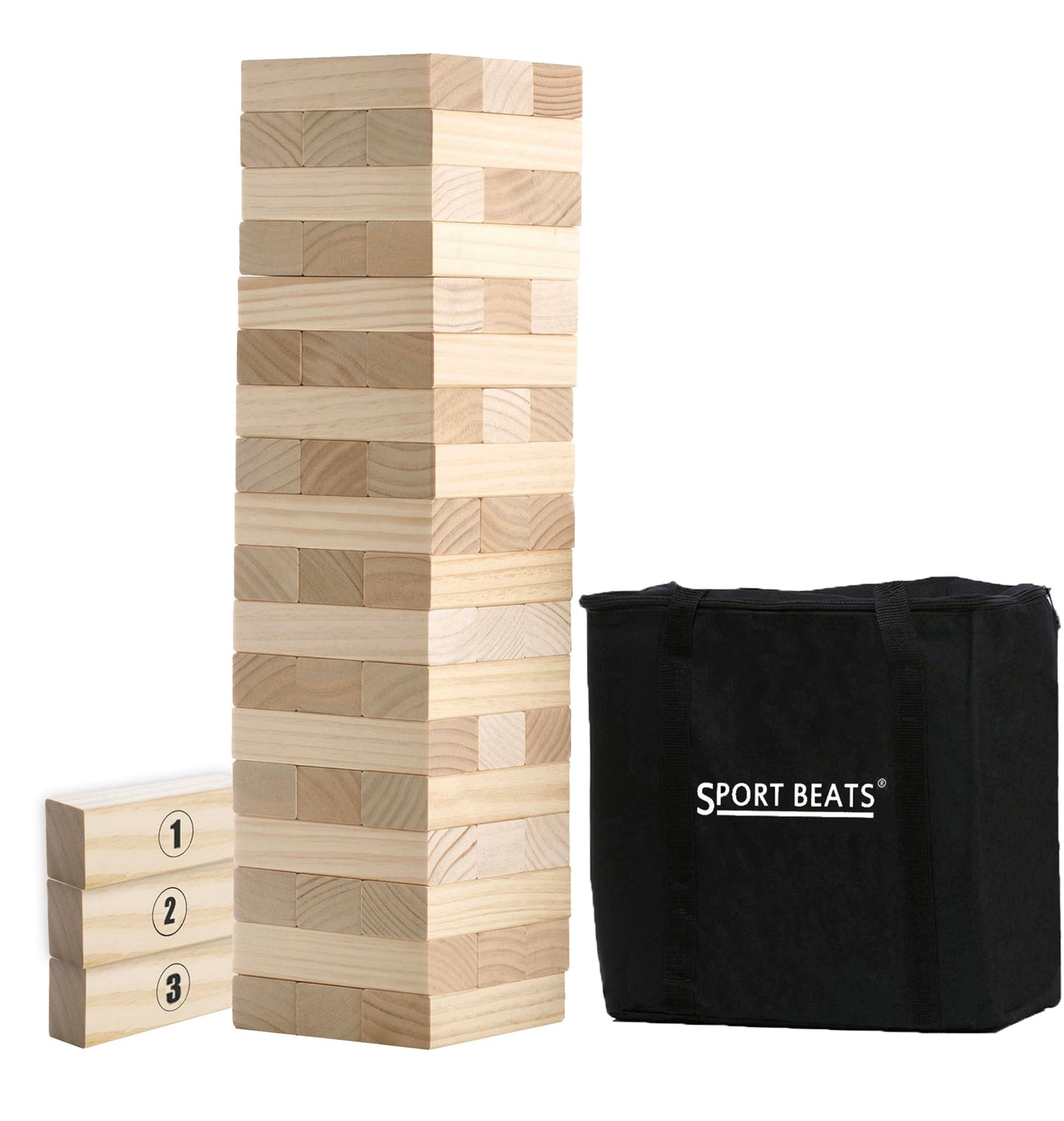 Outdoor Games Large Tower Game 54 Blocks Stacking Game - Includes Carry Bag and Scoreboard