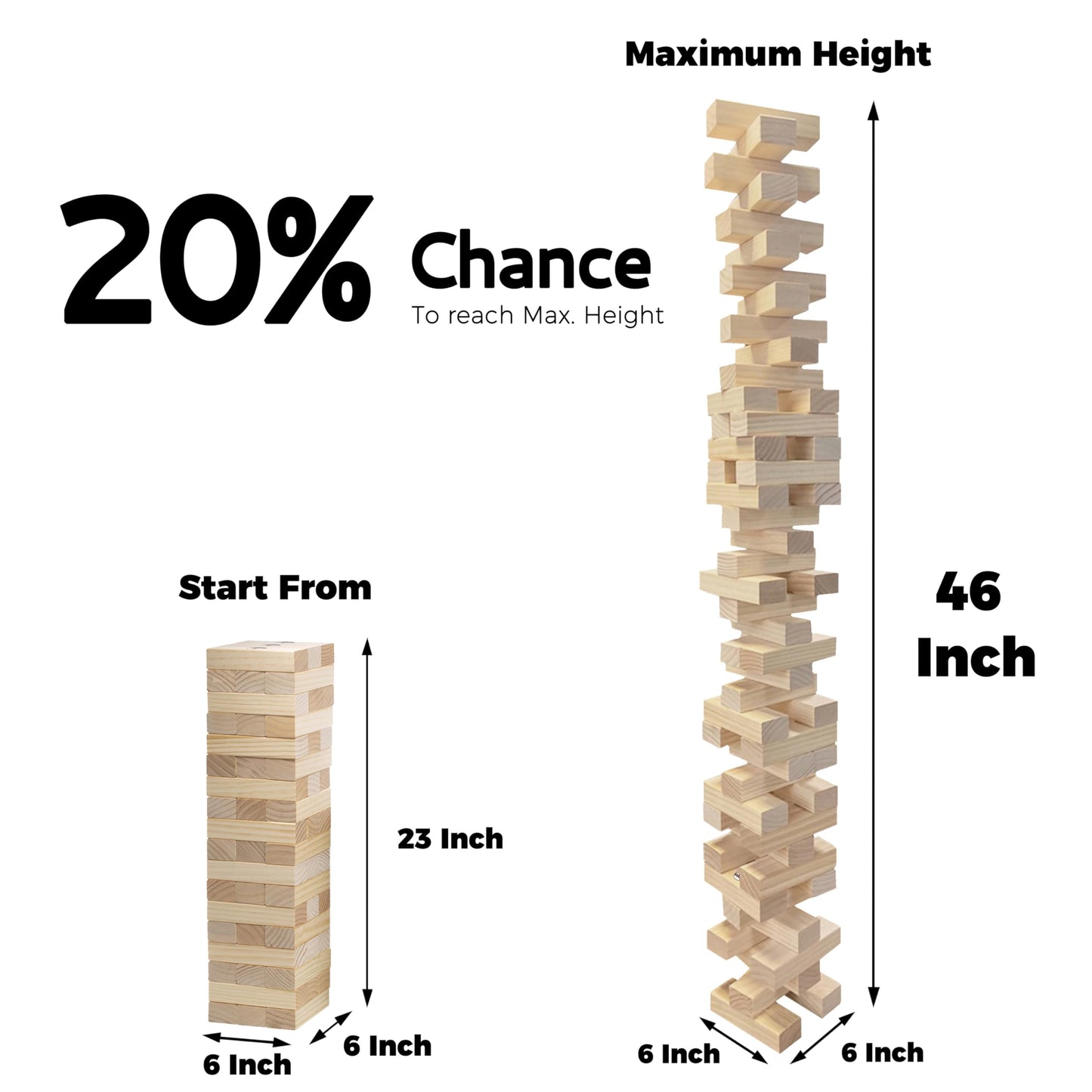 Outdoor Games Large Tower Game 54 Blocks Stacking Game - Includes Carry Bag and Scoreboard