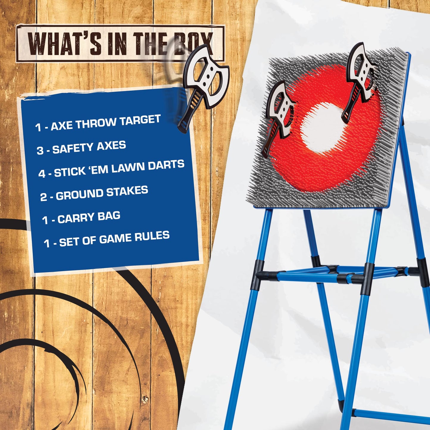 EastPoint 2-in-1 Axe Throw & Lawn Dart Combo Backyard Game Set for Indoors and Outdoors