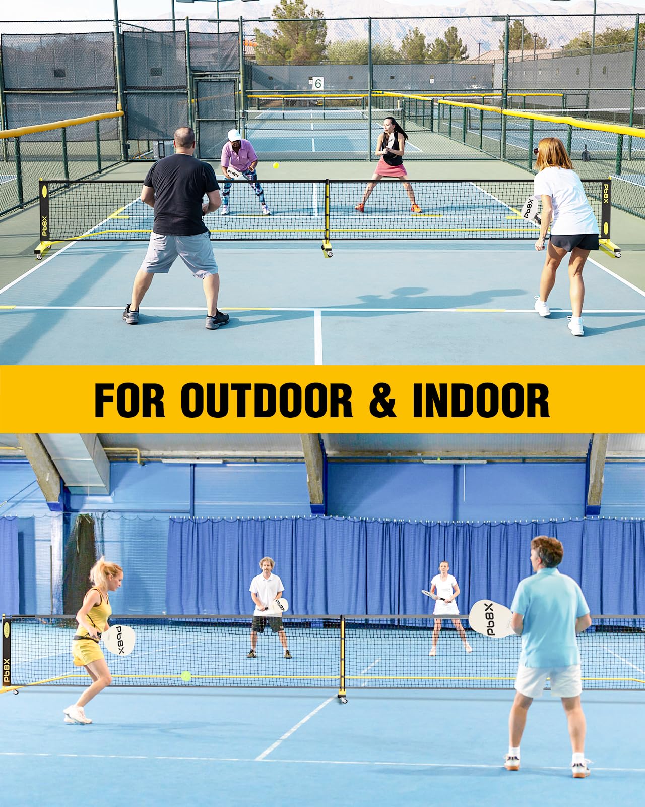Choiana Pickleball Net with Wheels, Pickle Ball Net Portable Outdoor with 22ft Regulation Size Net, Court Markers, Durable Frame PE Knited Pickleball Practice Net System for Backyard Driveway